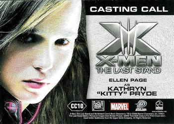 2006 Rittenhouse XIII: X-Men The Last Stand - Casting Call #CC10 Ellen Page / Shadowcat Back