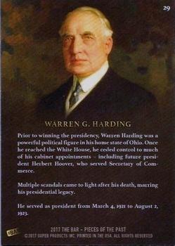 2017 The Bar Pieces of the Past #29 Warren G. Harding Back