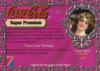 1995 Collect-A-Card Coca-Cola Super Premium #17 Calendar Back