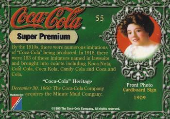 1995 Collect-A-Card Coca-Cola Super Premium #55 Cardboard Sign Back