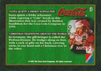 1995 Collect-A-Card Coca-Cola Super Premium - Embossed Santa #3 Santa Quiets a Frisky Schnauzer Back