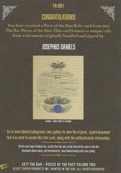 2017 The Bar Pieces of the Past - Relics #PR-JD01 Josephus Daniels Back