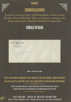2017 The Bar Pieces of the Past - Relics #PR-RR02 Ronald Reagan Back