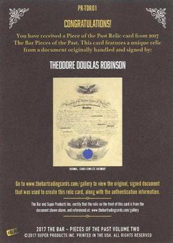 2017 The Bar Pieces of the Past - Relics #PR-TDR01 Theodore Douglas Robinson Back