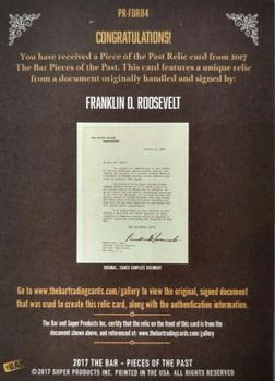 2017 The Bar Pieces of the Past - Relics #PR-FDR04 Franklin D. Roosevelt Back