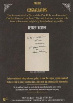 2017 The Bar Pieces of the Past - Relics #PR-HH02 Herbert Hoover Back