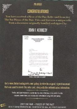 2017 The Bar Pieces of the Past - Relics #PR-JFK01 John F. Kennedy Back