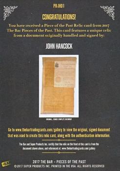 2017 The Bar Pieces of the Past - Relics #PR-JH01 John Hancock Back