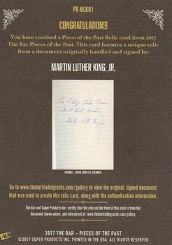 2017 The Bar Pieces of the Past - Relics #PR-MLK01 Martin Luther King Jr. Back