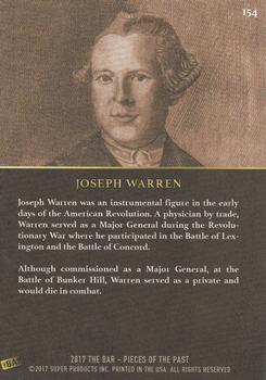 2017 The Bar Pieces of the Past - Limited Edition #154 Joseph Warren Back