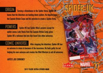 2017 Fleer Ultra Marvel Spider-Man - Silver Web Foil #77 Spider-UK Back