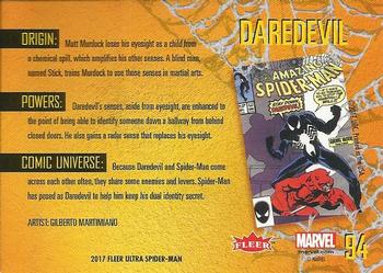 2017 Fleer Ultra Marvel Spider-Man - Silver Web Foil #94 Daredevil Back
