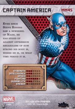 2017 Fleer Ultra Marvel Spider-Man - Marvel Metal Precious Metal Gems Blue #MM45 Captain America Back