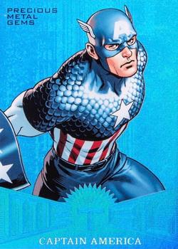 2017 Fleer Ultra Marvel Spider-Man - Marvel Metal Precious Metal Gems Blue #MM45 Captain America Front