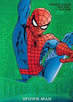 2017 Fleer Ultra Marvel Spider-Man - Marvel Metal Precious Metal Gems Green #MM1 Spider-Man Front
