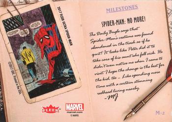 2017 Fleer Ultra Marvel Spider-Man - Milestones Silver Web Foil #M-2 Spider-Man: No More! Back