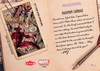 2017 Fleer Ultra Marvel Spider-Man - Milestones Silver Web Foil #M-7 Maximum Carnage Back