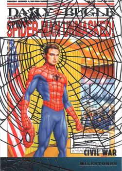 2017 Fleer Ultra Marvel Spider-Man - Milestones Silver Web Foil #M-8 Civil War Front