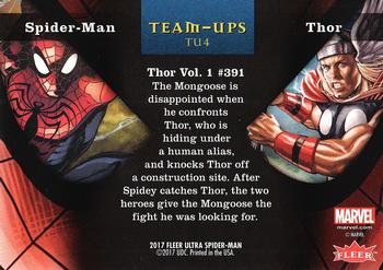 2017 Fleer Ultra Marvel Spider-Man - Team Ups #TU4 Thor Back