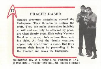 1981 Leaf 1967 Star Trek (Reprint) #17 Phaser Daser Back