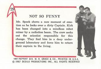 1981 Leaf 1967 Star Trek (Reprint) #29 Not So Funny Back