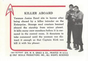 1981 Leaf 1967 Star Trek (Reprint) #61 Killer Aboard Back