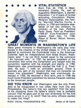 1974 Visual Panographics US Presidents #1st George Washington Back