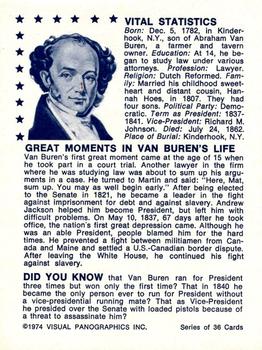 1974 Visual Panographics US Presidents #8th Martin Van Buren Back