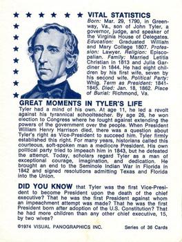1974 Visual Panographics US Presidents #10th John Tyler Back