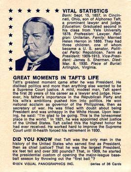 1974 Visual Panographics US Presidents #27th William Howard Taft Back