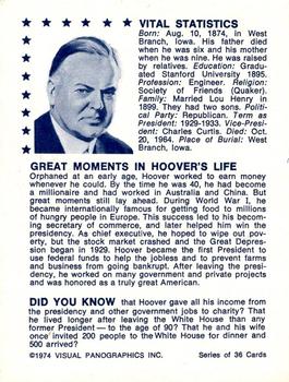 1974 Visual Panographics US Presidents #31st Herbert Hoover Back