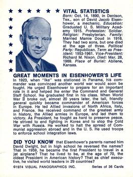1974 Visual Panographics US Presidents #34th Dwight D. Eisenhower Back