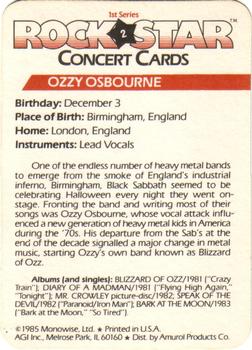 1985 AGI Rock Star #2 Ozzy Osbourne Back