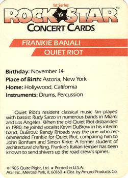 1985 AGI Rock Star #15 Frankie Banali / Quiet Riot Back