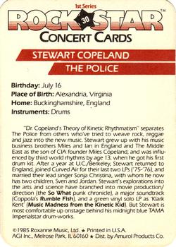 1985 AGI Rock Star #30 Stewart Copeland / The Police Back
