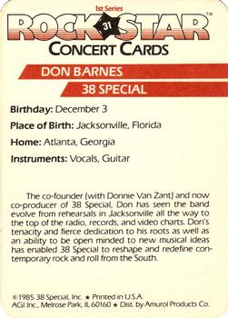 1985 AGI Rock Star #31 Don Barnes / 38 Special Back