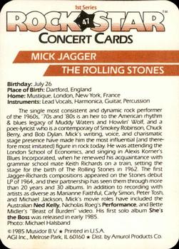 1985 AGI Rock Star #47 Mick Jagger / The Rolling Stones Back