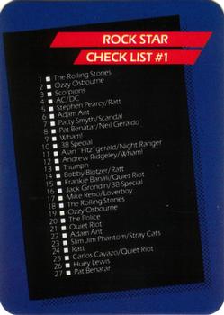 1985 AGI Rock Star #54 Rock Star Check List # 1 Front