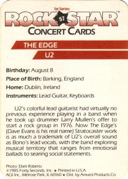 1985 AGI Rock Star #57 The Edge / U2 Back