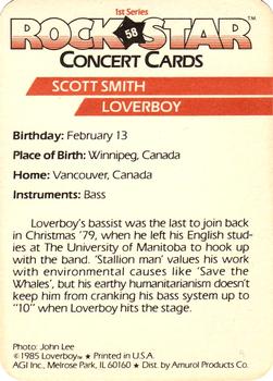 1985 AGI Rock Star #58 Scott Smith / Loverboy Back