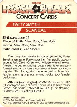1985 AGI Rock Star #59 Patty Smyth / Scandal Back