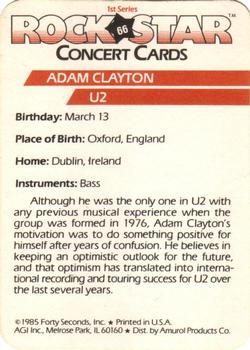 1985 AGI Rock Star #66 Adam Clayton / U2 Back