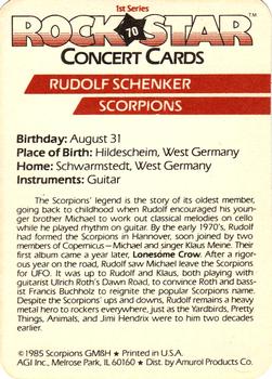 1985 AGI Rock Star #70 Rudolf Schenker / Scorpions Back