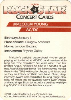 1985 AGI Rock Star #73 Malcolm Young / AC/DC Back