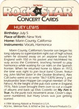 1985 AGI Rock Star #74 Huey Lewis Back