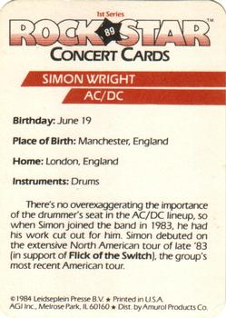 1985 AGI Rock Star #89 Simon Wright / AC/DC Back