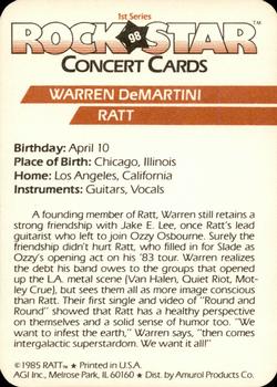 1985 AGI Rock Star #98 Warren DeMartini / Ratt Back