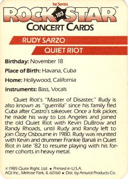 1985 AGI Rock Star #103 Rudy Sarzo / Quiet Riot Back