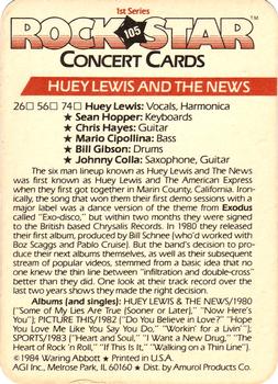 1985 AGI Rock Star #105 Huey Lewis And The News Back