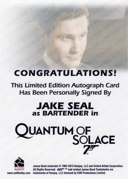 2016 Rittenhouse James Bond Archives SPECTRE Edition - Autographs #NNO Jake Seal Back